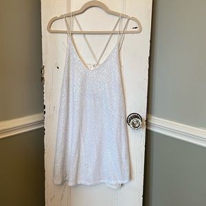White sequin mini dress